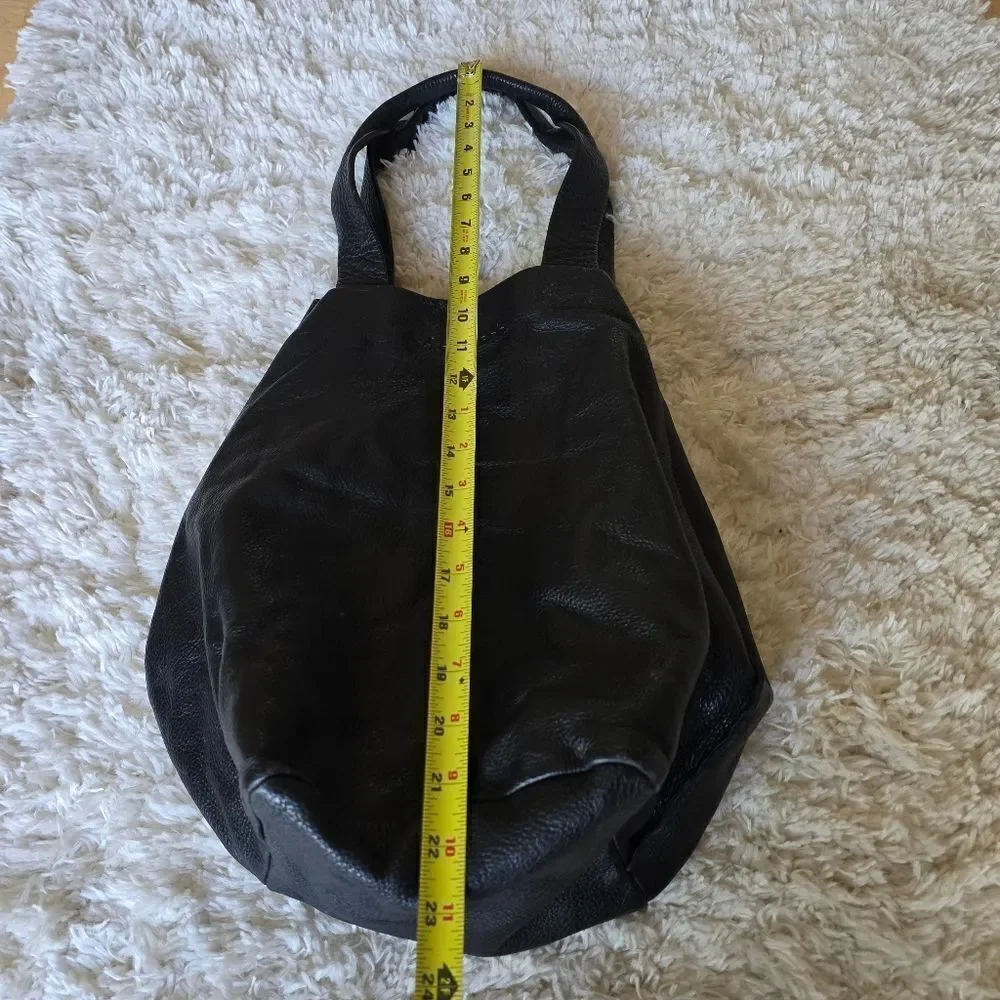 Neta Sade black leather‎ hobo purse.